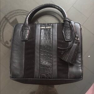 Nine West Black Croc-Embossed Handbag